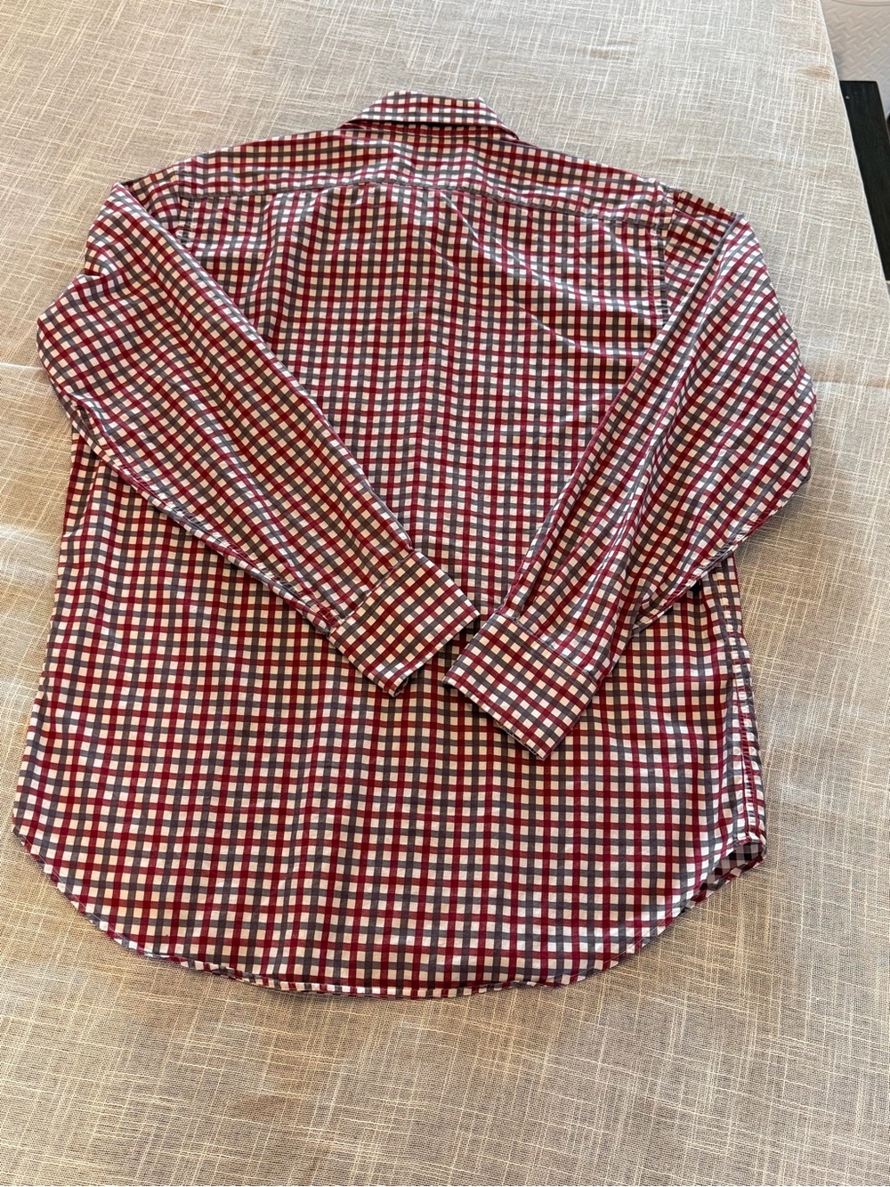 Thomas Dean Shirt Mens Large Red Gingham Check Button Front Long Sleeve - Picture 7 of 10